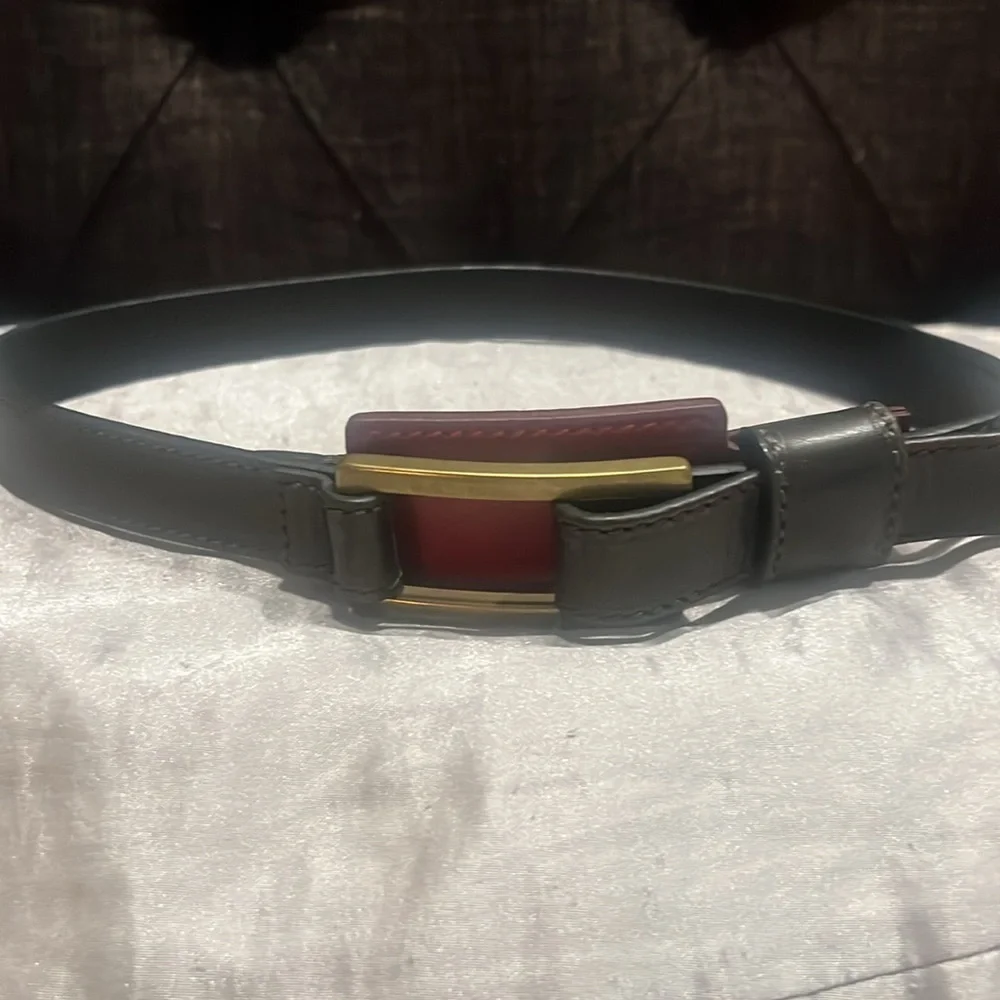 Carlisle vintage leather belt with gold buckle